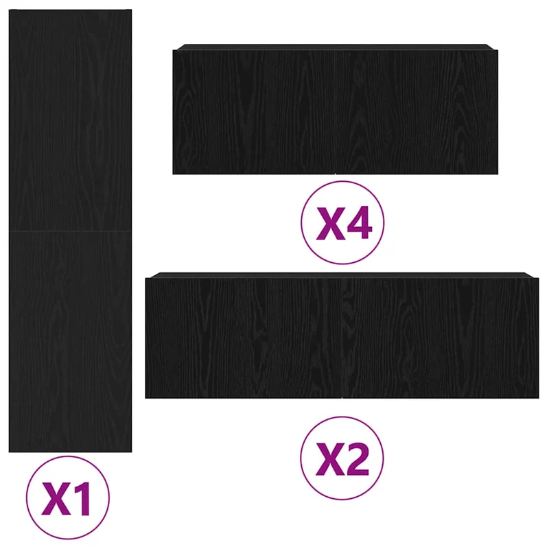 TV Cabinet Set 9 pcs 12.01 x 11.81 x 43.31 in Black Oak