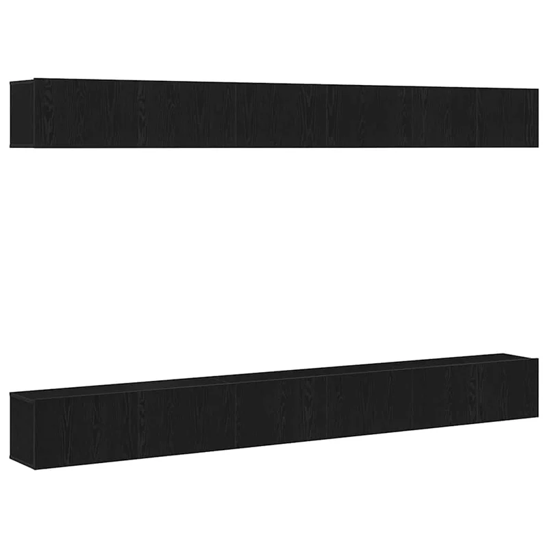 TV Cabinet Set 6 pcs Black Oak Engineered Wood