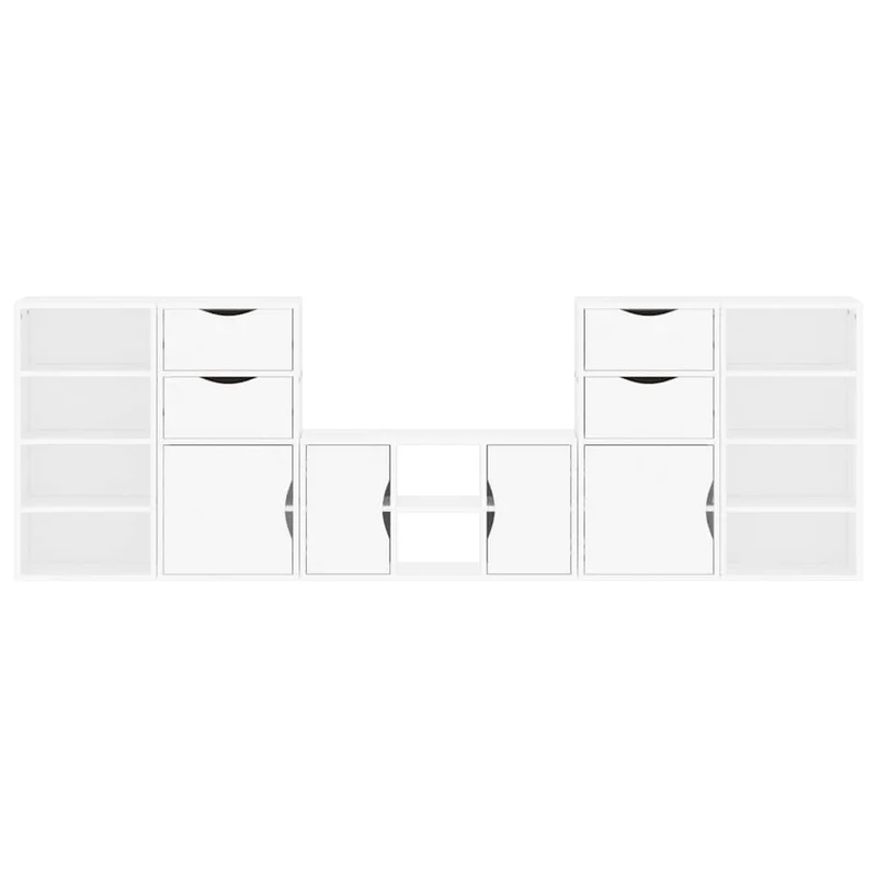 5 Piece TV Units with Storage "ODDA" White Solid Wood Pine