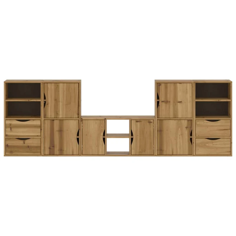 5 Piece TV Units with Storage "ODDA" Solid Wood Pine