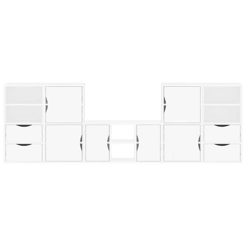 5 Piece TV Units with Storage "ODDA" White Solid Wood Pine