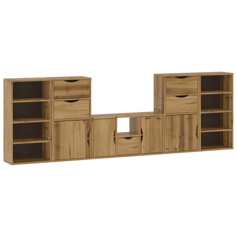 5 Piece TV Units with Storage "ODDA" Solid Wood Pine
