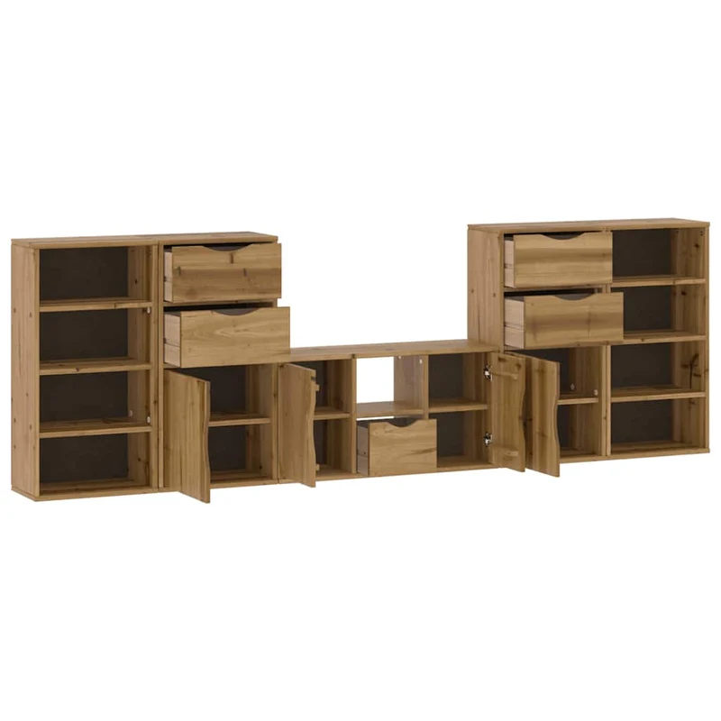 5 Piece TV Units with Storage "ODDA" Solid Wood Pine