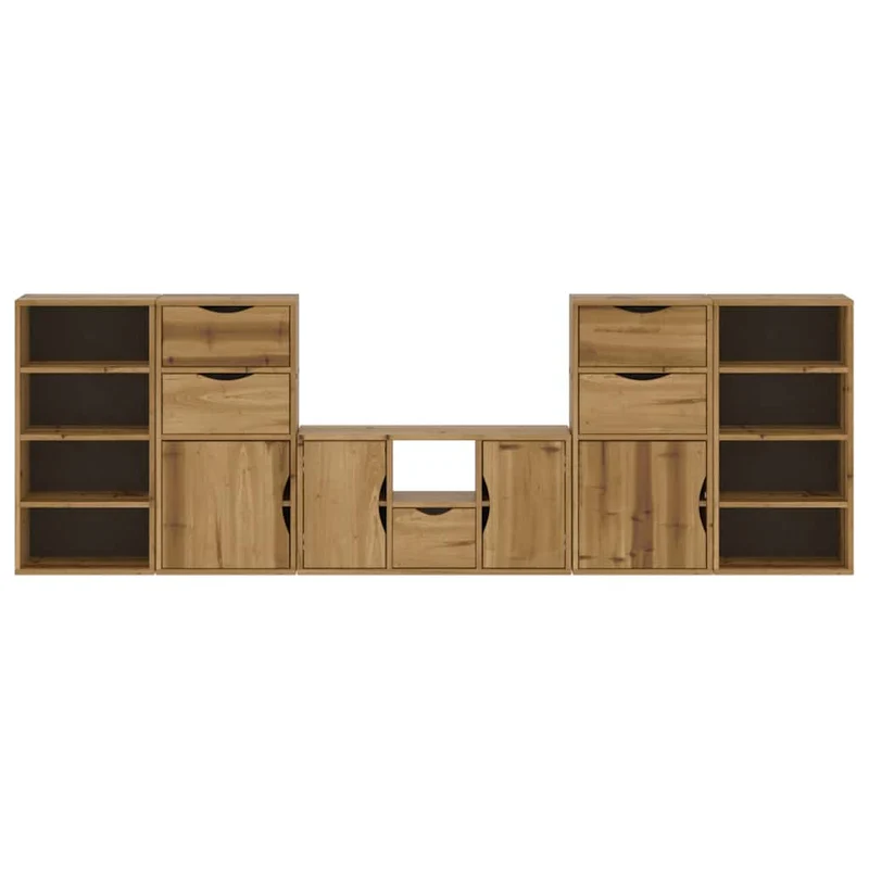5 Piece TV Units with Storage "ODDA" Solid Wood Pine