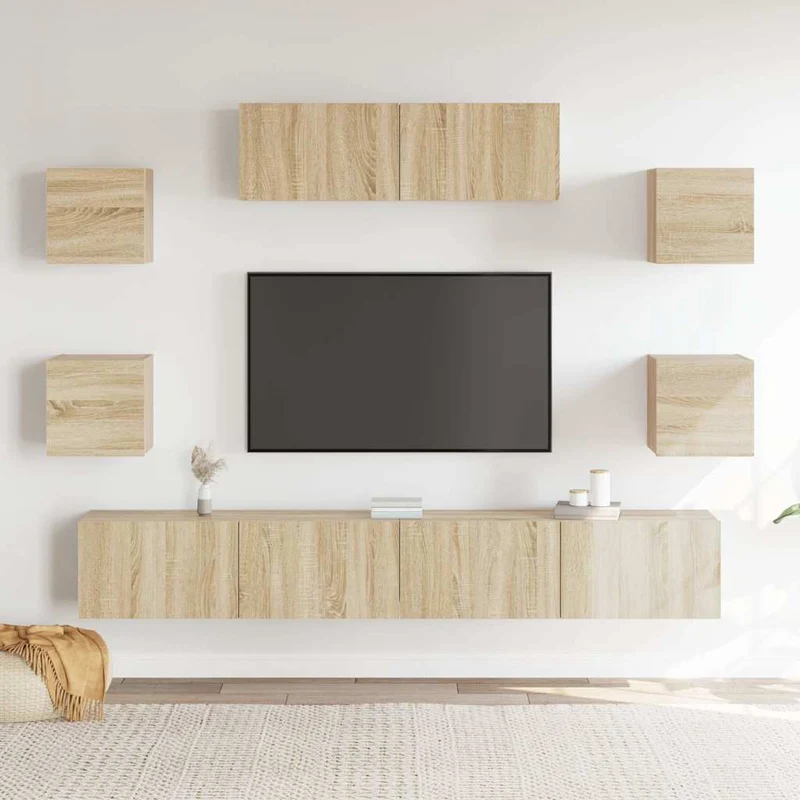 7 Piece TV Cabinet Set Sonoma Oak Engineered Wood