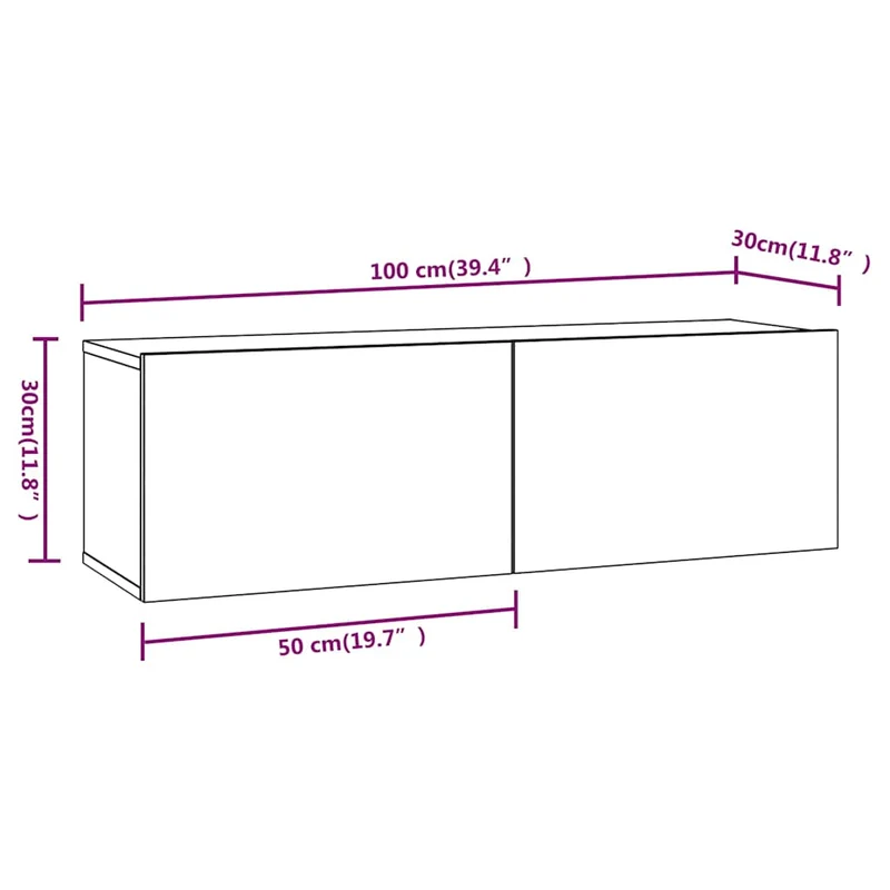 4 Piece TV Cabinet Set White Engineered Wood