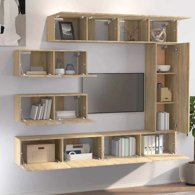 7 Piece TV Cabinet Set Sonoma Oak Engineered Wood