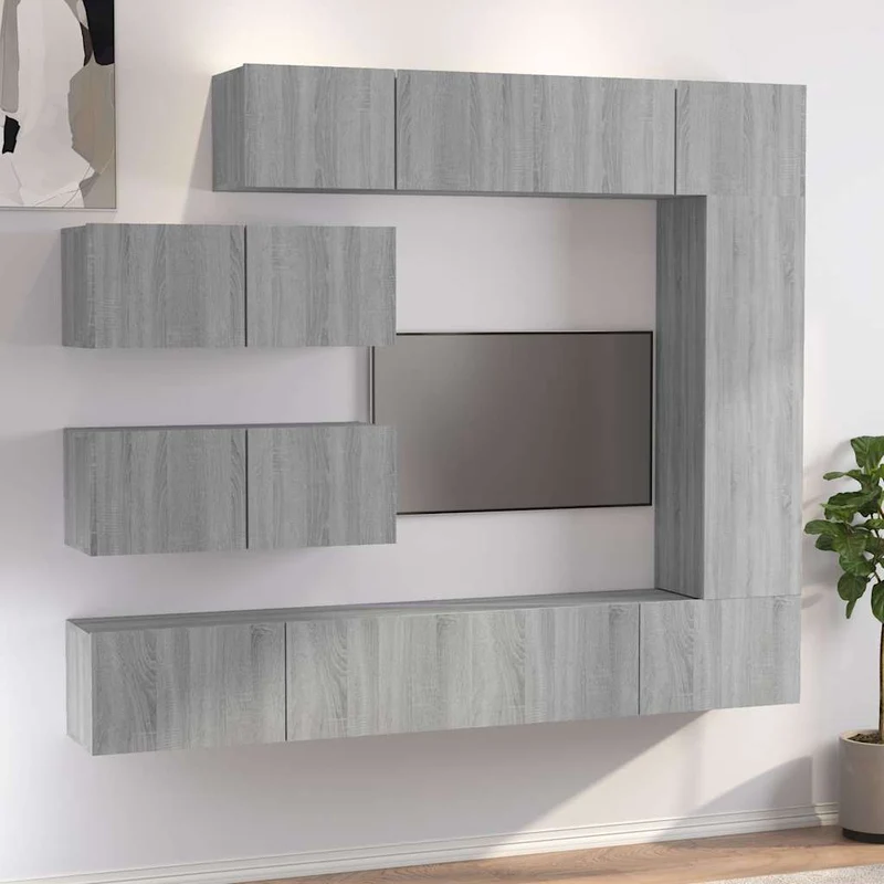 7 Piece TV Cabinet Set Grey Sonoma Engineered Wood