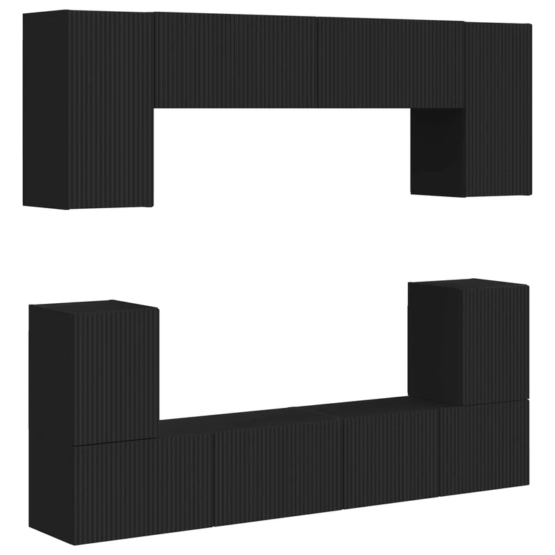 TV Cabinet Set 5 pcs Black Engineered Wood