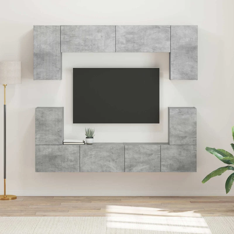 TV Cabinet Set 5 pcs Concrete Grey Engineered Wood