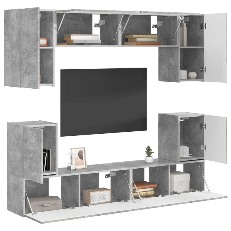 TV Cabinet Set 5 pcs Concrete Grey Engineered Wood