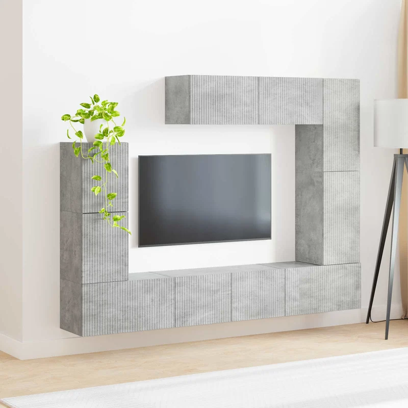 TV Cabinet Set 5 pcs Concrete Grey Engineered Wood