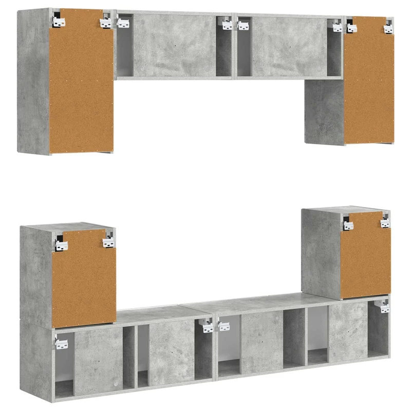 TV Cabinet Set 5 pcs Concrete Grey Engineered Wood