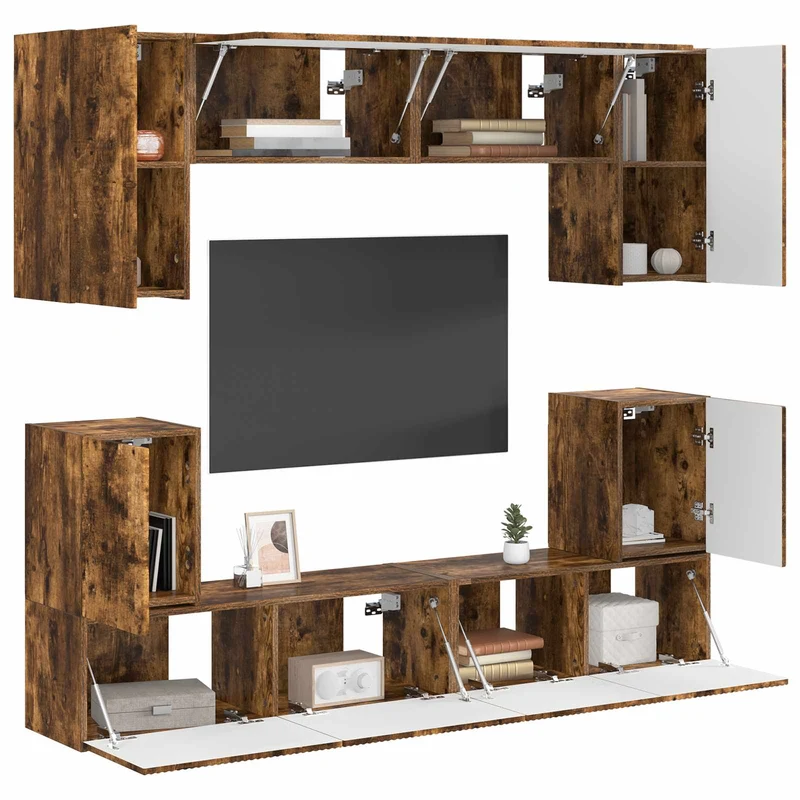 TV Cabinet Set 5 pcs Smoked Oak Engineered Wood