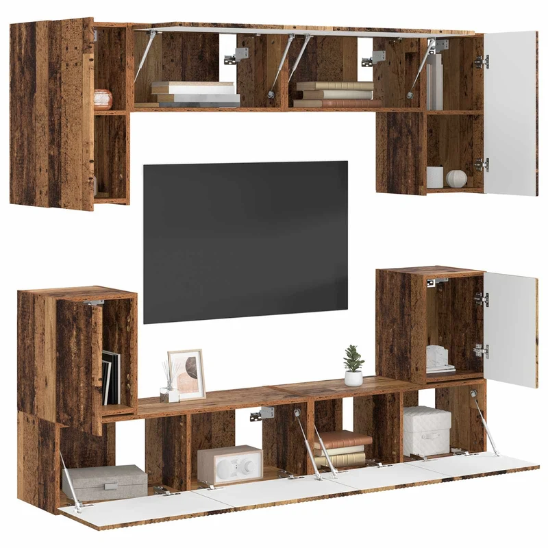 TV Cabinet Set 5 pcs Old Wood Engineered Wood