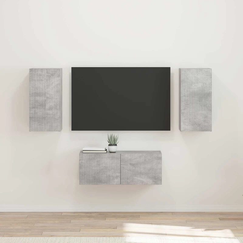 TV Cabinet Set 6 pcs Concrete Grey Engineered Wood
