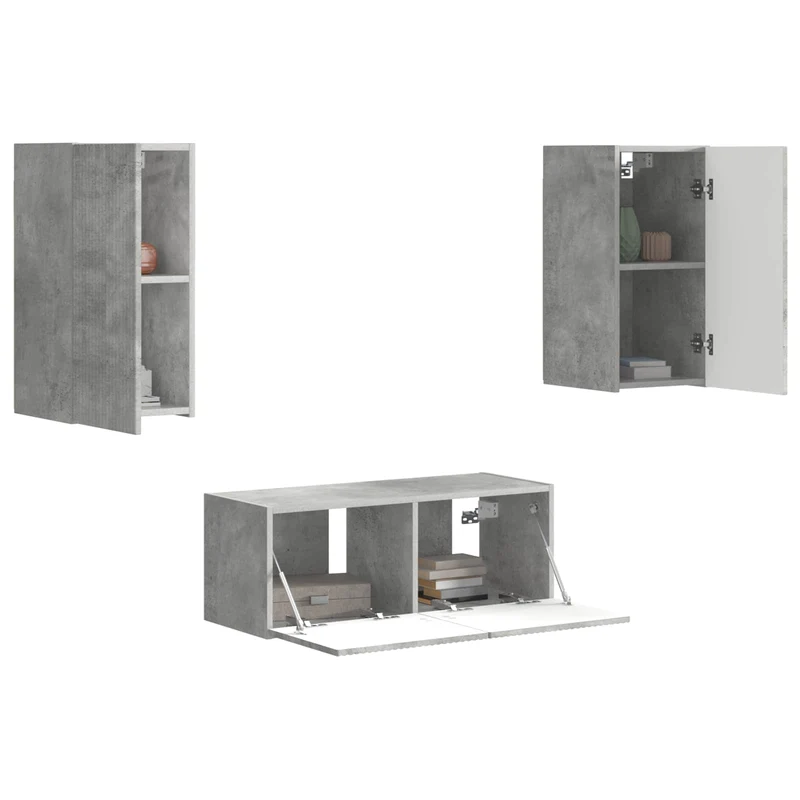 TV Cabinet Set 6 pcs Concrete Grey Engineered Wood