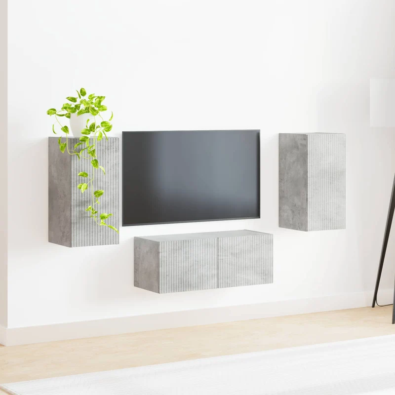TV Cabinet Set 6 pcs Concrete Grey Engineered Wood
