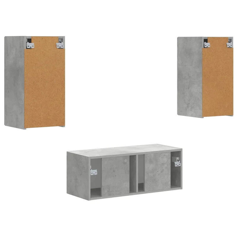 TV Cabinet Set 6 pcs Concrete Grey Engineered Wood