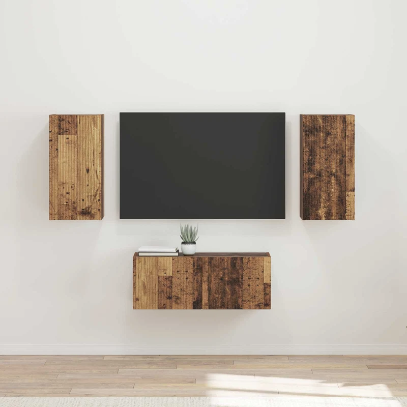 TV Cabinet Set 6 pcs Old Wood Engineered Wood