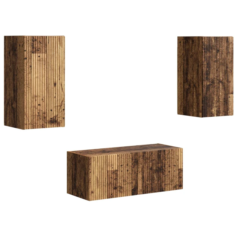 TV Cabinet Set 6 pcs Old Wood Engineered Wood