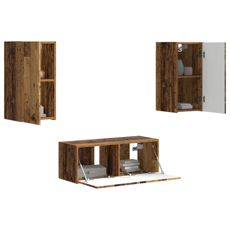 TV Cabinet Set 6 pcs Old Wood Engineered Wood