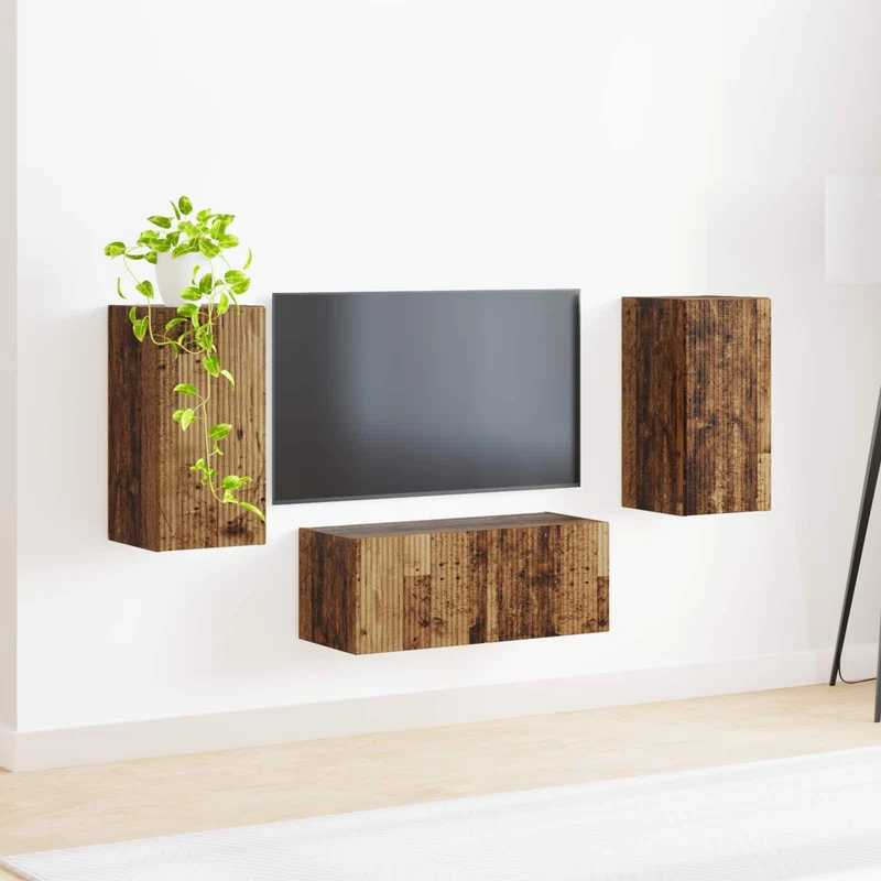 TV Cabinet Set 6 pcs Old Wood Engineered Wood