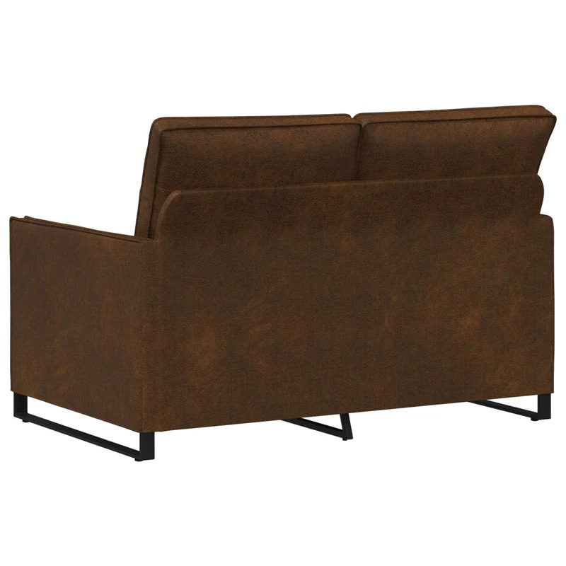 2 Seater Sofa Brown 130 x 81 x 82 cm Faux Suede Fabric