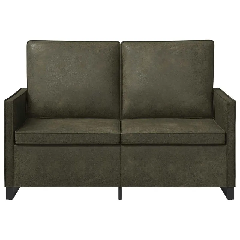 2 Seater Sofa Army Green 130 x 81 x 82 cm Faux Suede Fabric