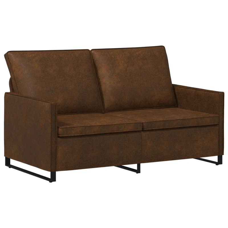 2 Seater Sofa Brown 150 x 81 x 82 cm Faux Suede Fabric
