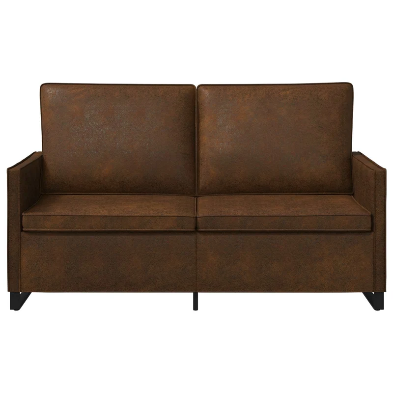 2 Seater Sofa Brown 150 x 81 x 82 cm Faux Suede Fabric