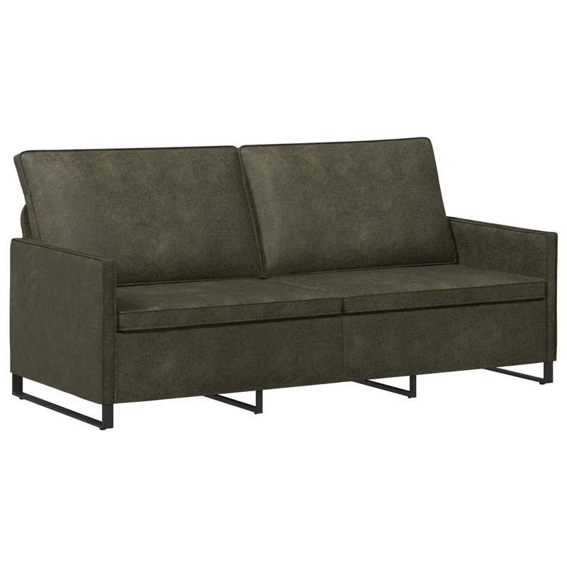 3 Seater Sofa Army Green 190 x 81 x 82 cm Faux Suede Fabric