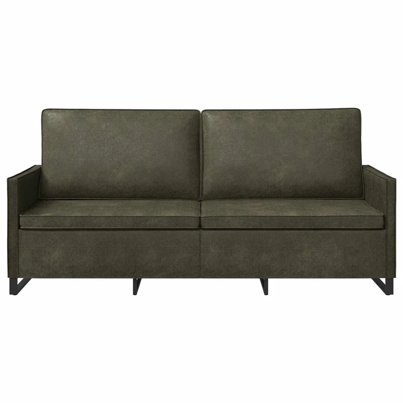 3 Seater Sofa Army Green 190 x 81 x 82 cm Faux Suede Fabric