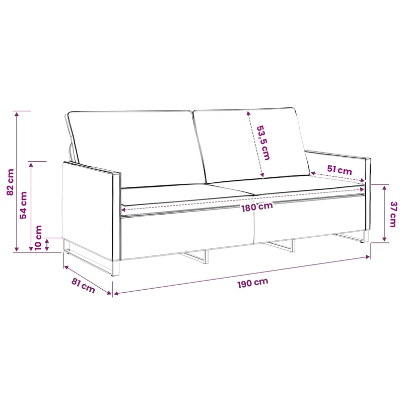 3 Seater Sofa Army Green 190 x 81 x 82 cm Faux Suede Fabric