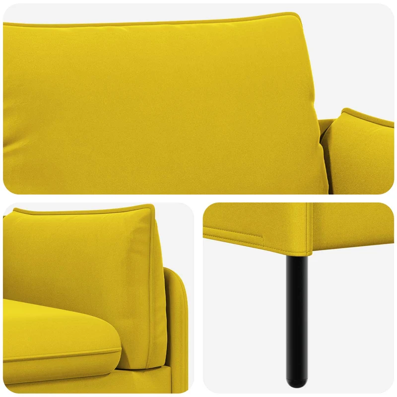 2-Seater Sofa 2-Seater Yellow 188 x 81 x 89 cm Velvet