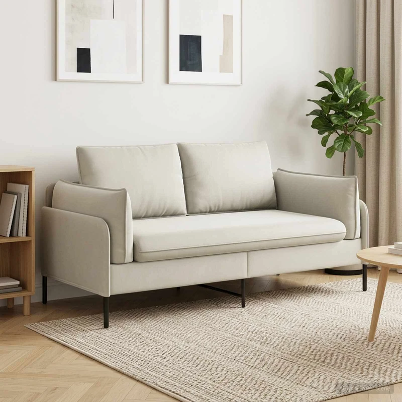2-Seater Sofa 2-Seater Cream 188 x 81 x 89 cm Velvet