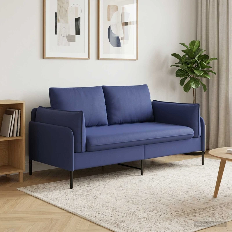 2-Seater Sofa 2-Seater Police Blue 188 x 81 x 89 cm Velvet