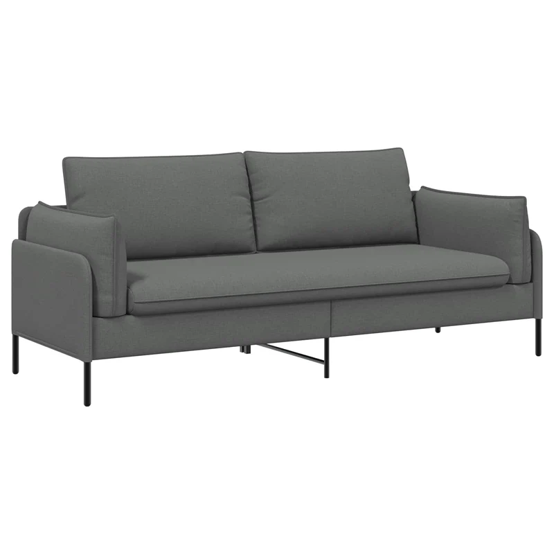 3-Seater Sofa Dark Grey 222 x 81 x 89 cm Fabric