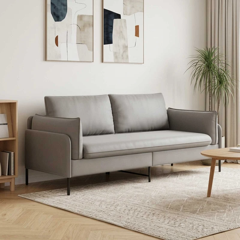 3-Seater Sofa Light Grey 222 x 81 x 89 cm Velvet
