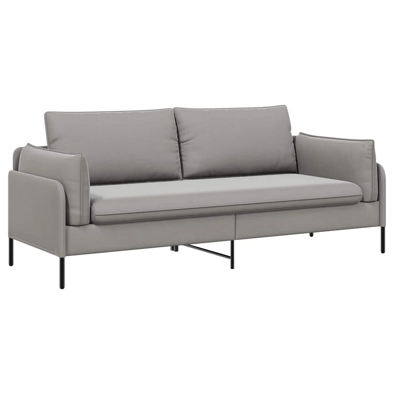 3-Seater Sofa Light Grey 222 x 81 x 89 cm Velvet