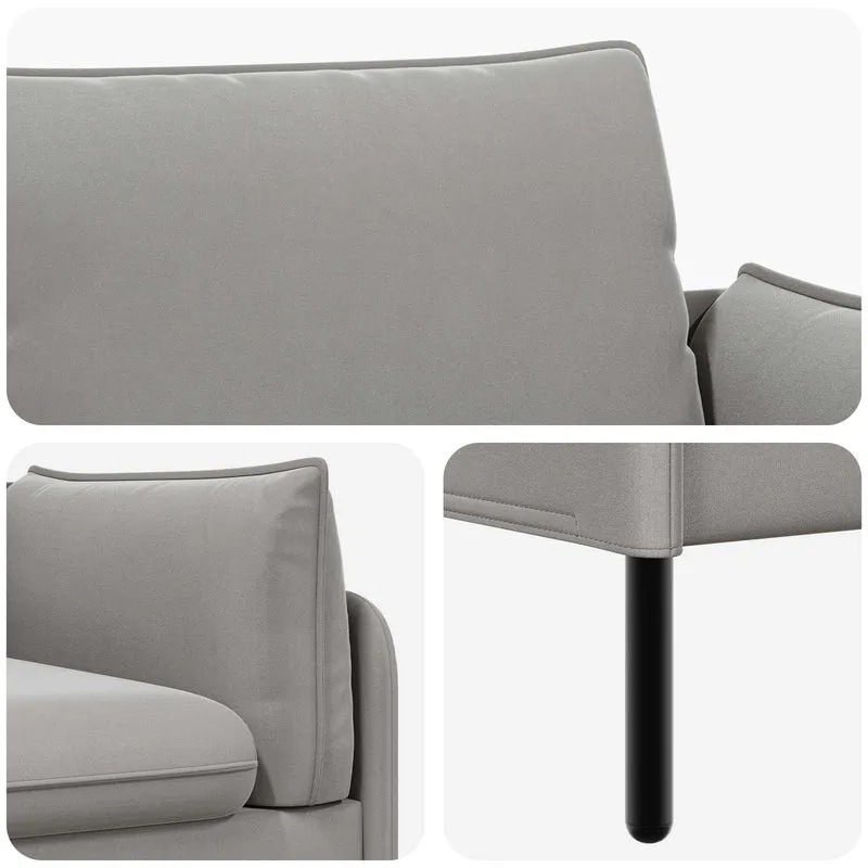 3-Seater Sofa Light Grey 222 x 81 x 89 cm Velvet