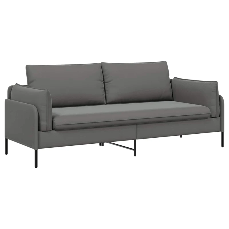 3-Seater Sofa 3-Seater Dark Grey 222 x 81 x 89 cm Velvet