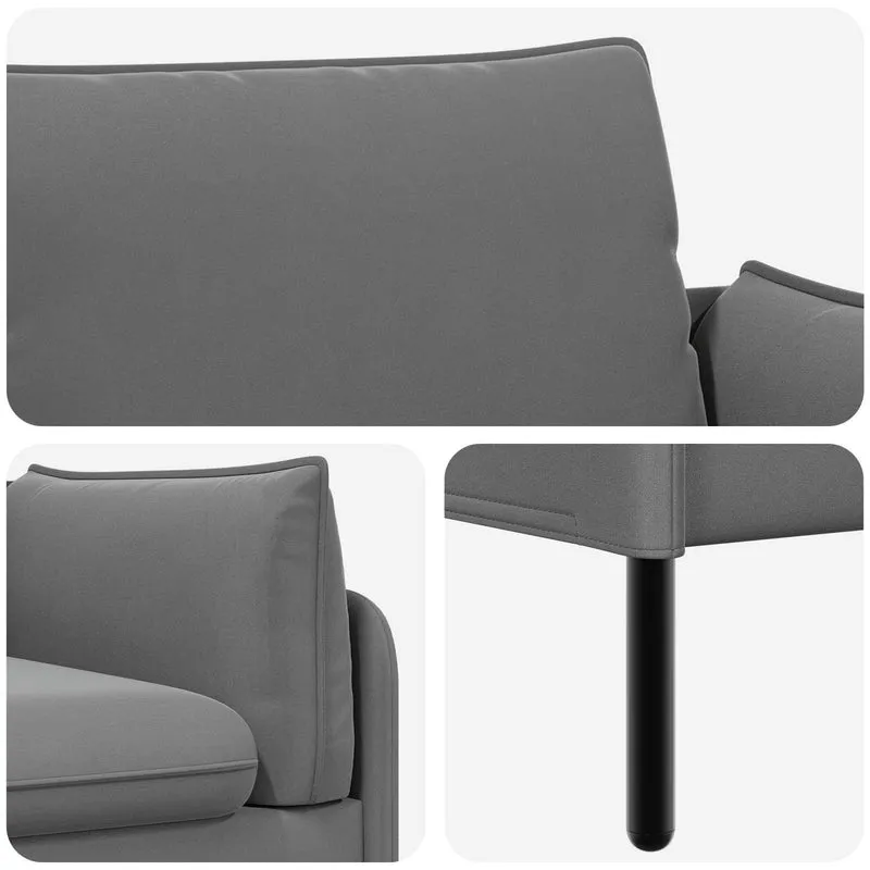 3-Seater Sofa 3-Seater Dark Grey 222 x 81 x 89 cm Velvet