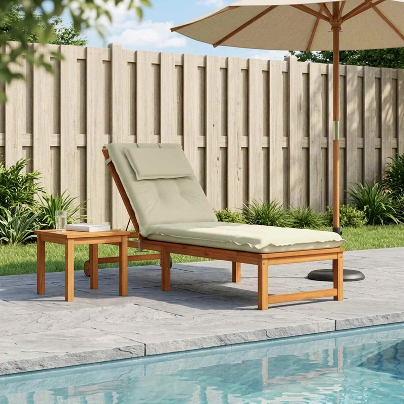 Sunlounger Cushion GEMERT 100% Polyester Cream 190 x 50 x 9 cm