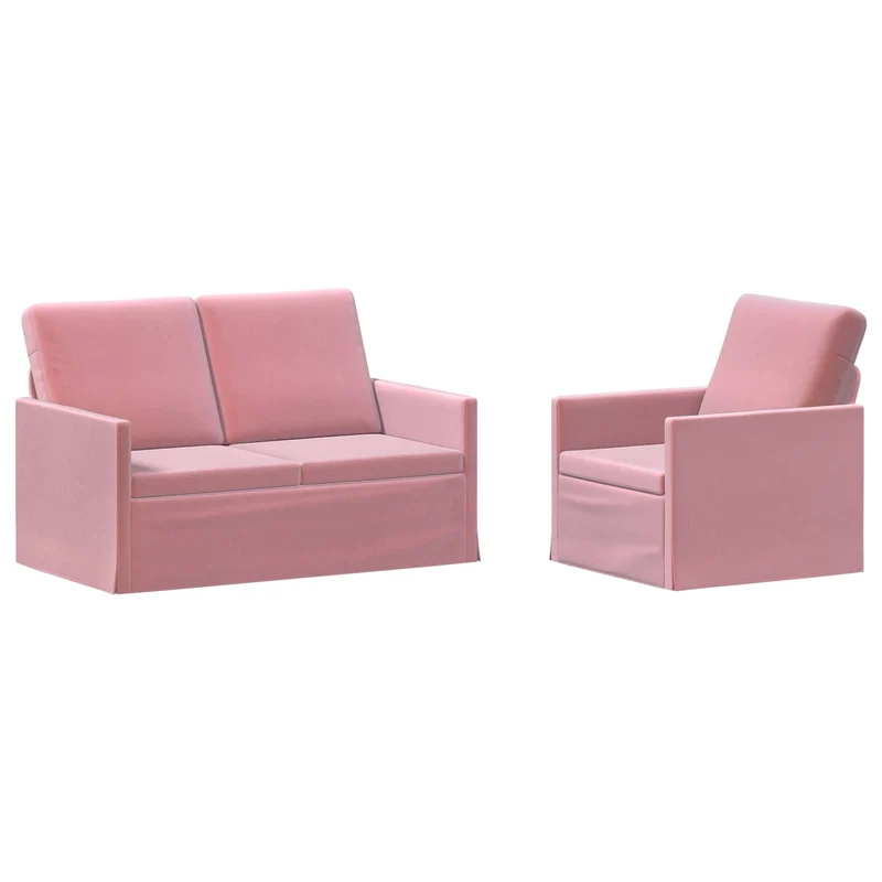 Sofa Set 2 pcs Pink Velvet