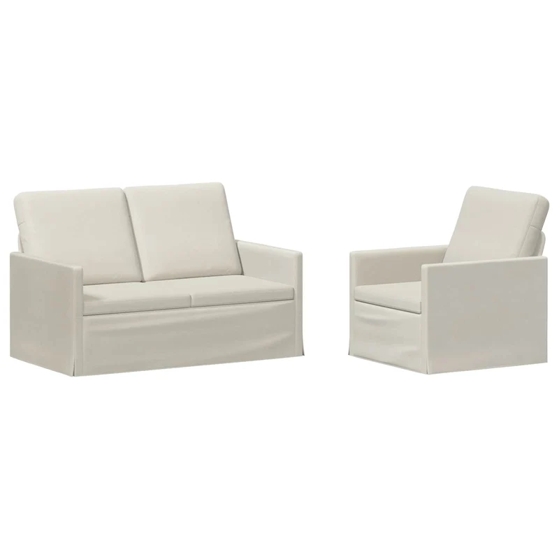 Sofa Set 2 pcs Cream Velvet