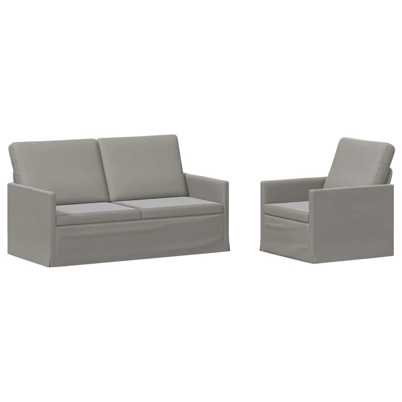 Sofa Set 2 pcs Light Grey Velvet