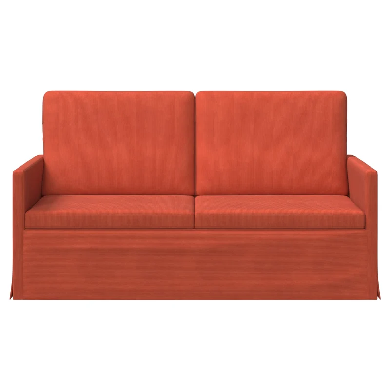 2 Seater Sofa Red Orange 150 x 81 x 82 cm Corduroy Fabric