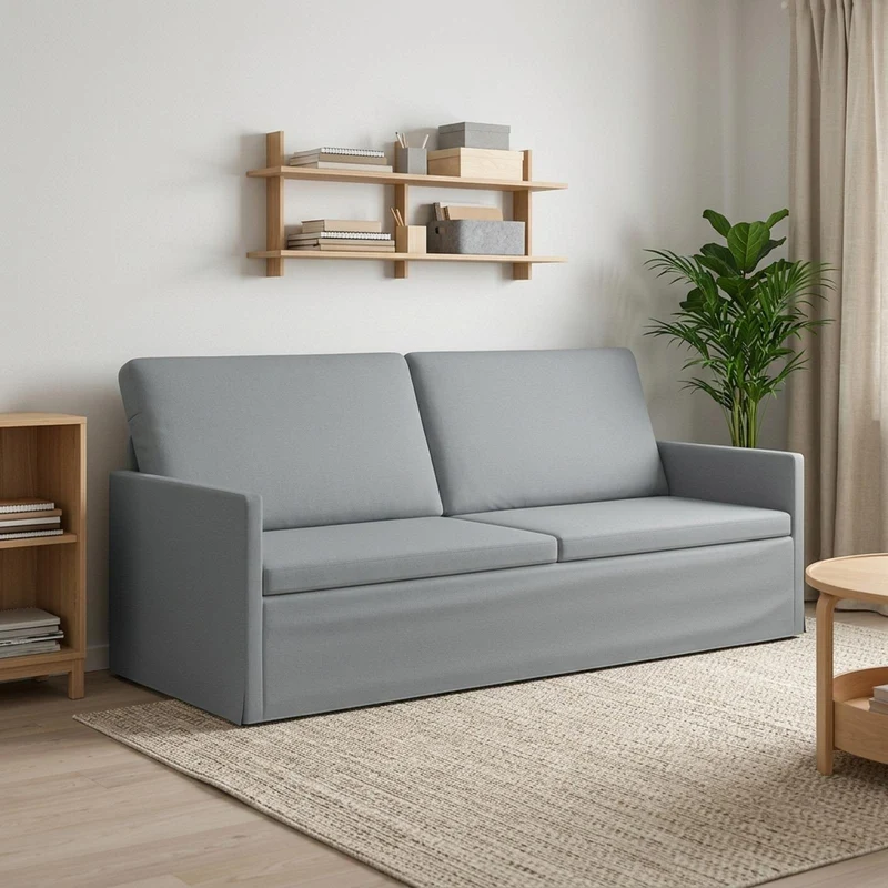 3 Seater Sofa Light Grey 190 x 81 x 82 cm Fabric