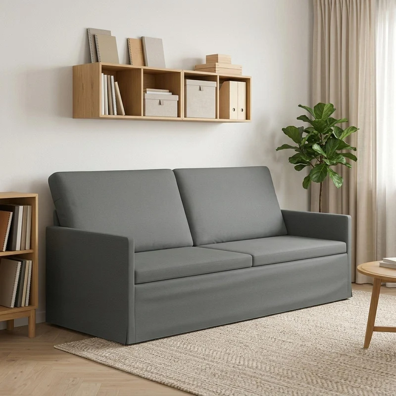 3 Seater Sofa Dark Grey 190 x 81 x 82 cm Fabric